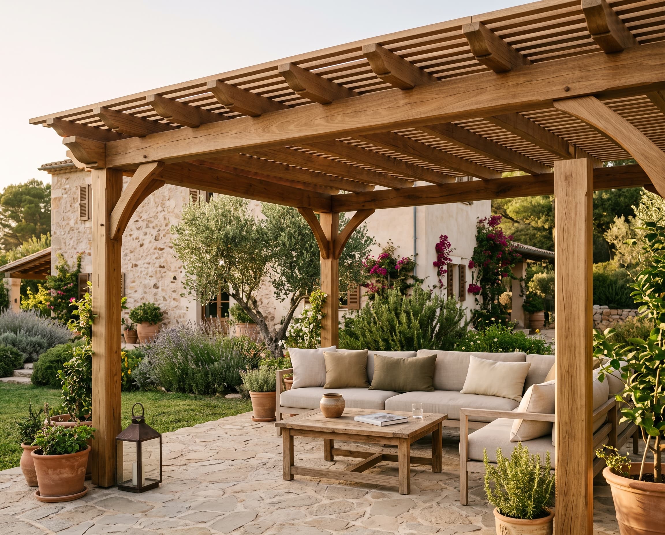 Doku Ahşap tarafından uygulanan, bahçedeki ahşap pergola